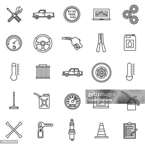car service icon set - vehicle-features-icon stock illustrations