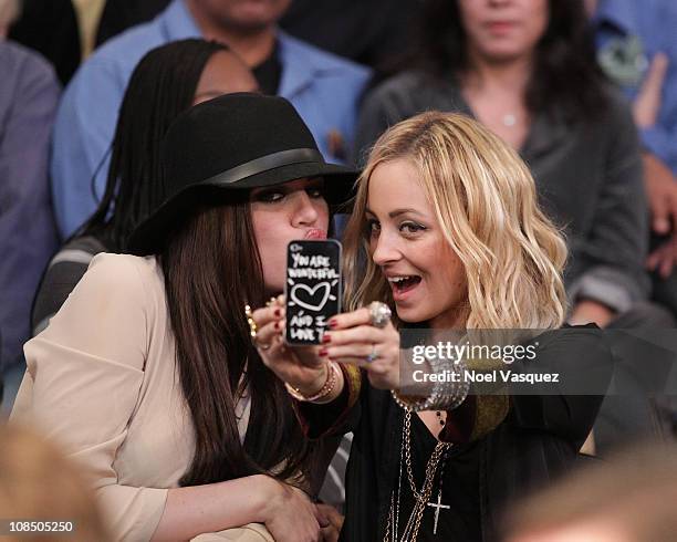 Khloe Kardashian and Nicole Richie attend a game between the Sacramento Kings and the Los Angeles Lakers at Staples Center on January 28, 2011 in Los...