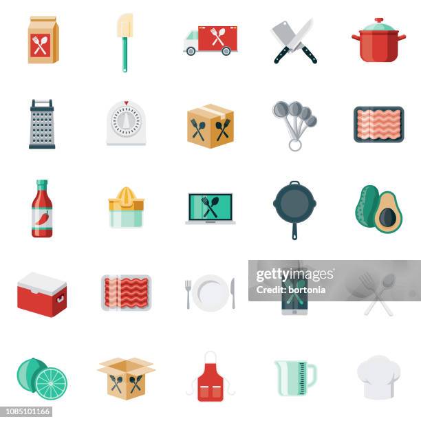 illustrations, cliparts, dessins animés et icônes de repas kit livraison icon set - cuillère mesure