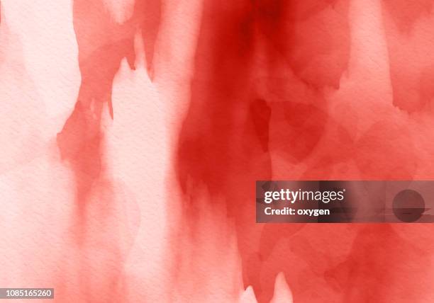 living coral color abstract painted watercolor illustration - peach color stock-fotos und bilder