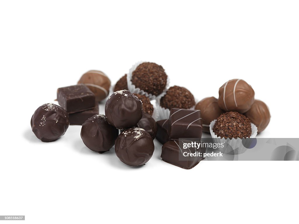 Group of a variety of luxury chocolates