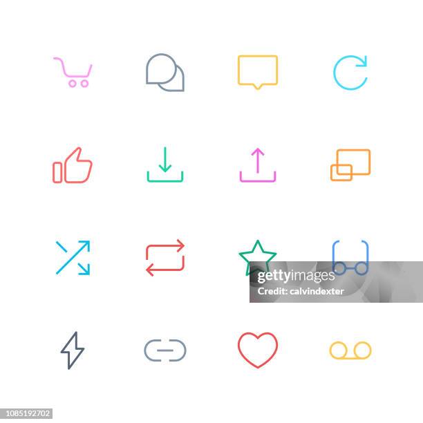 thin line essential icons set 6 - reading glasses stock illustrations