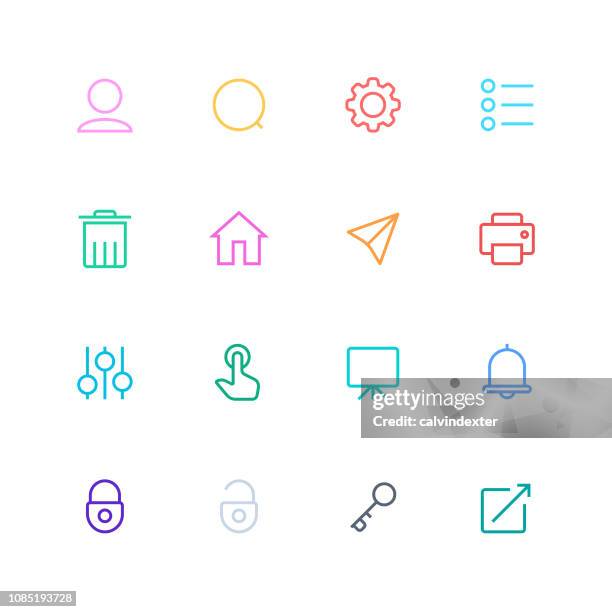 thin line essential icons set 1 - www stock illustrations