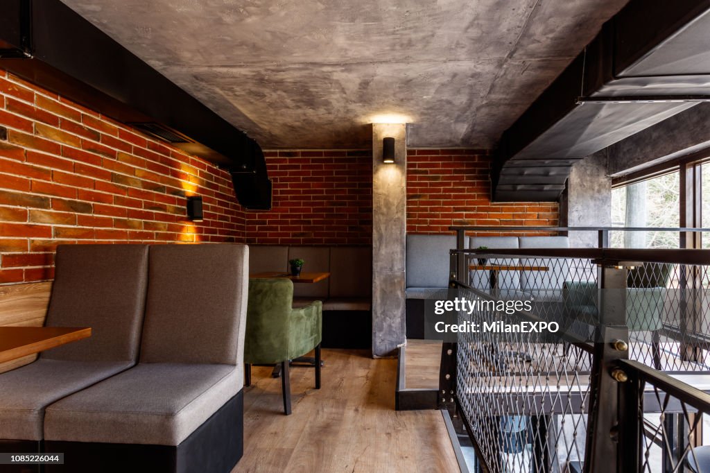 Interior of a modern industrial design pub