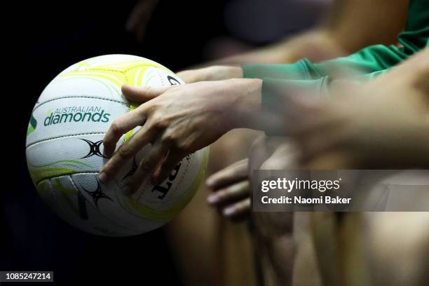 An Australian Diamons ball is held ahead of the Vitality Netball International Series match between Australian Diamonds and New Zealand, as part of...