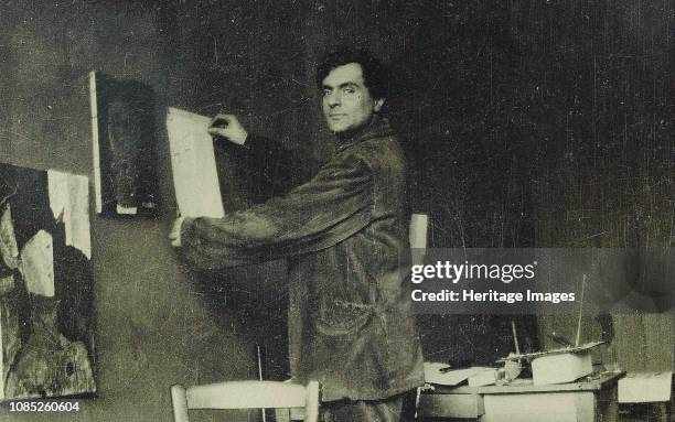 Amedeo Modigliani in his studio, 1910s. Private Collection.