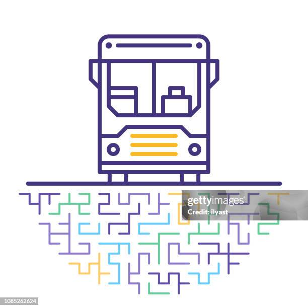 flughafen shuttle linie icon illustration - airport bus stock-grafiken, -clipart, -cartoons und -symbole