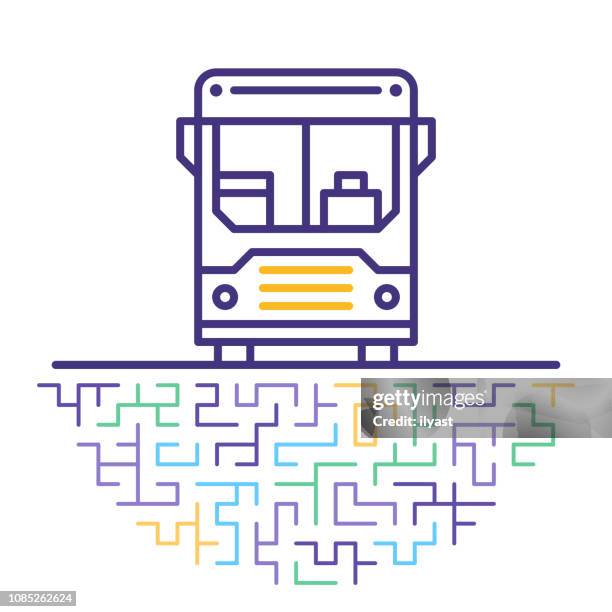 airport shuttle line icon illustration - smart public transportation icon stock illustrations