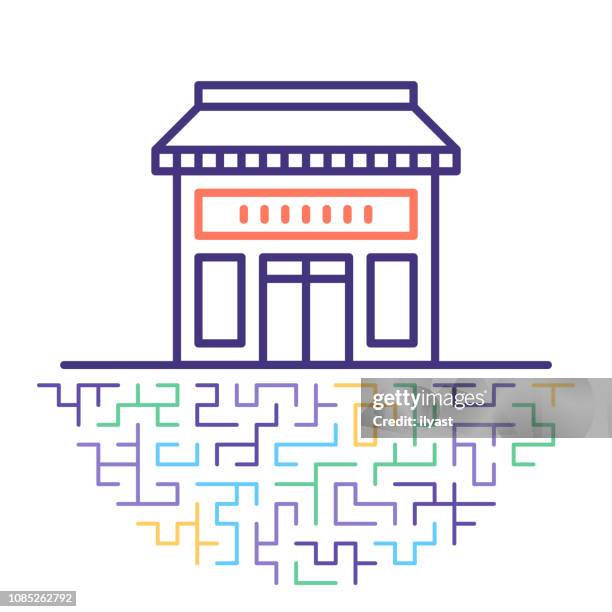small business owner line icon illustration - small business owners illustration stock illustrations