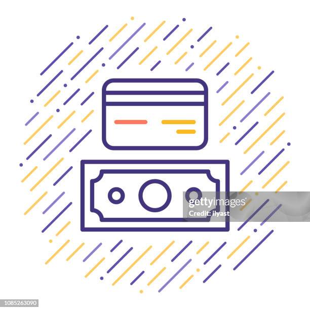accepted payment types line icon illustration - electrical distribution stock illustrations