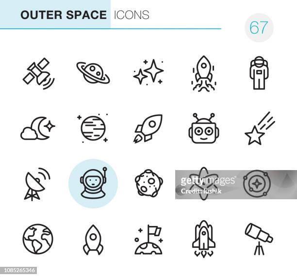 outer space - pixel perfect icons - space and astronomy stock illustrations