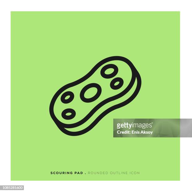 scouring pad rounded line icon - facecloth stock illustrations