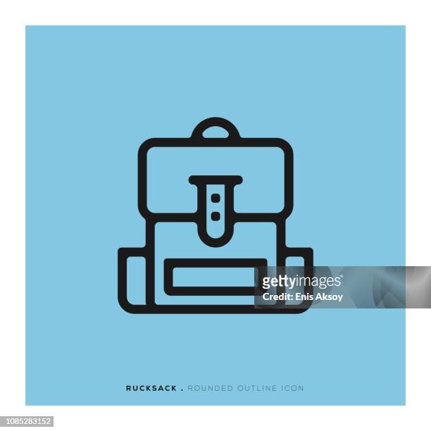 rucksack rounded line icon - rucksack icon stock illustrations