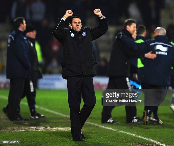 Brighton manager Gus Poyet salutes the Brighton fans after the FA Cup Sponsored by E.ON 4th Round match between Watford and Brighton & Hove Albion at...