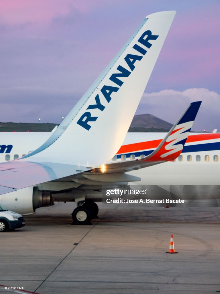 Ryanair In lanzarote Airport in the city of Arrecife in Lanzarote , Canary Islands, Spain.