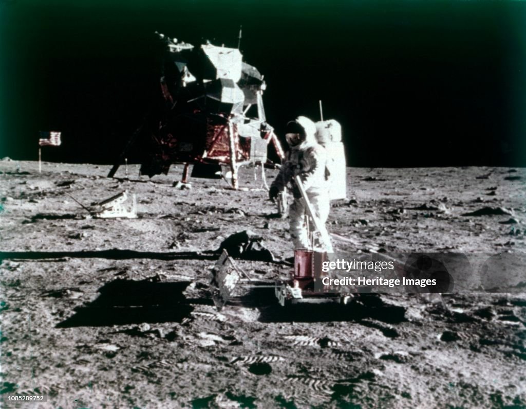 Buzz Aldrin Sets Up The Seismic Experiment