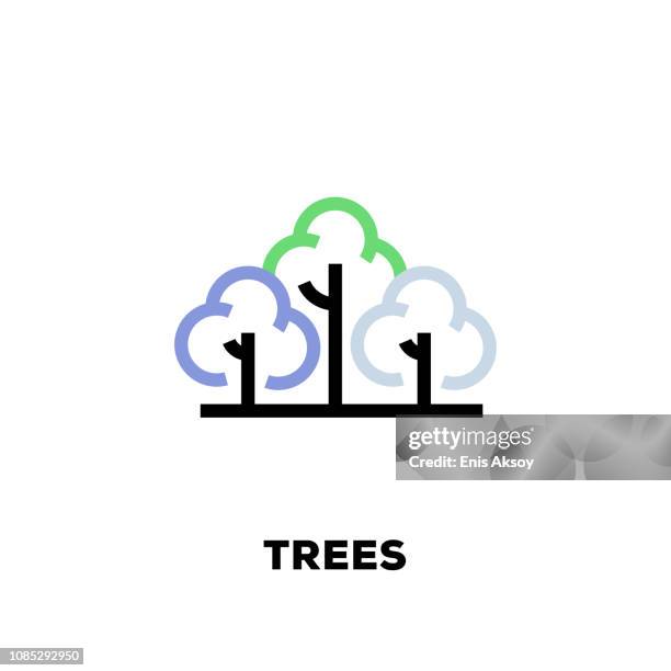 trees line icon - tree trunk stock illustrations