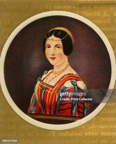 Lucrezia Crivelli', . Portrait of Lucrezia Crivelli, mistress of Ludovico Sforza, Duke of Milan. From "Gestalten Der Weltgeschichte", a book of...