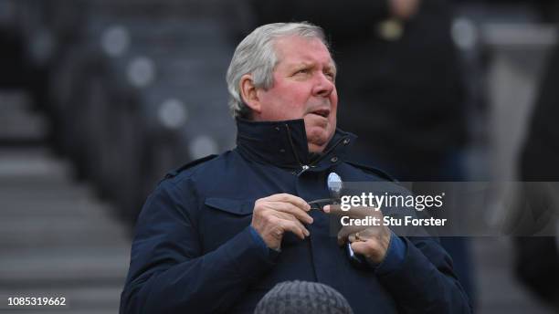 Former long-distance runner and Newcastle fan Brendan Foster looks on during the Premier League match between Newcastle United and Cardiff City at...