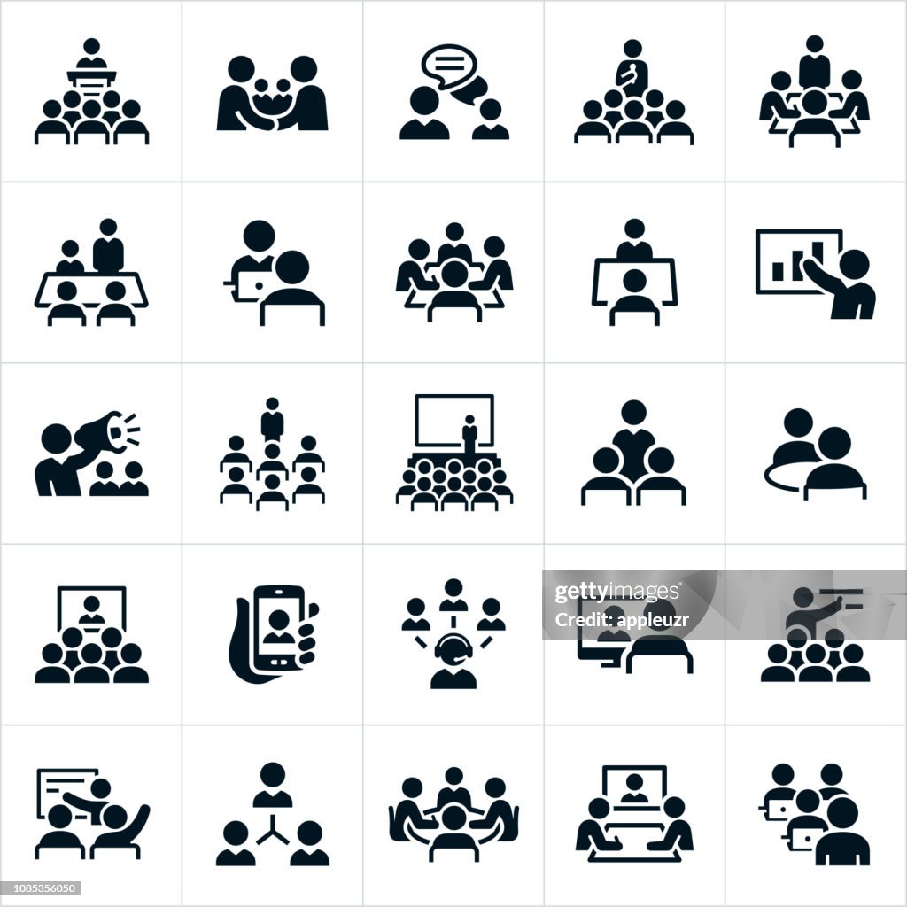Iconos de seminarios y reuniones de negocios