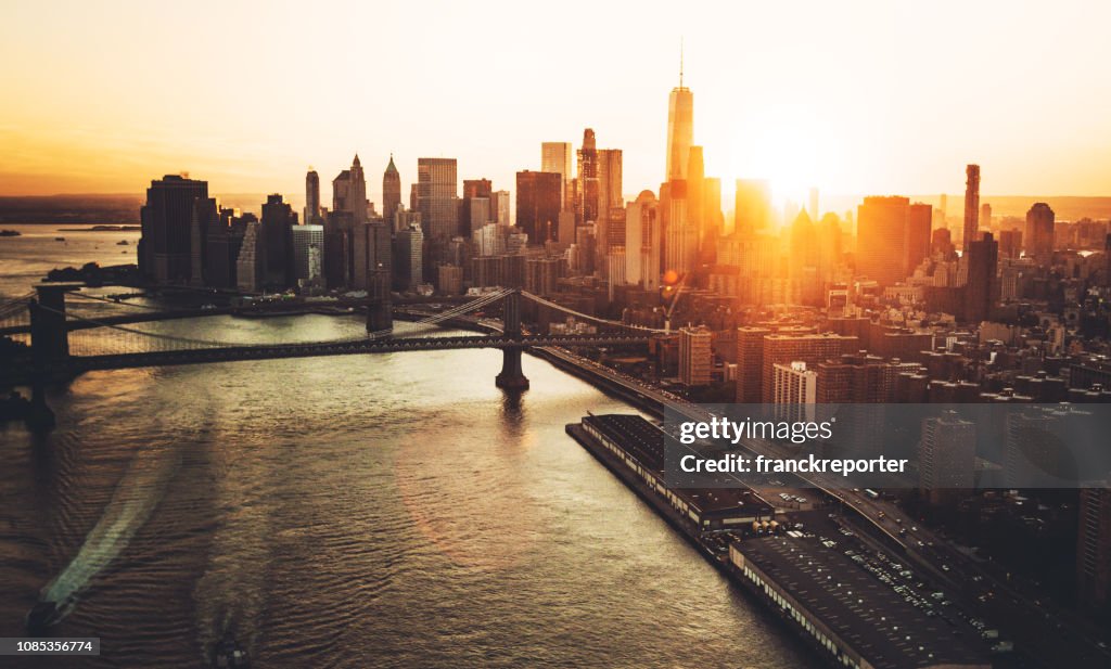 Vue aérienne de la skyline de manhattan