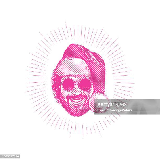 hipster santa wearing sunglasses and laughing - tache sang stock illustrations
