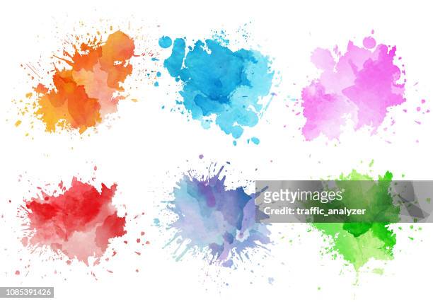 colorful watercolor splashes - spray stock illustrations