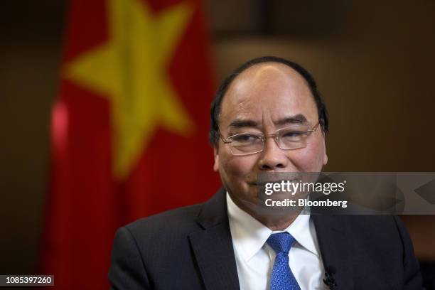 Nguyen Xuan Phuc, Vietnam's prime minister, listens during a Bloomberg Television interview in Hanoi, Vietnam, on Thursday, Jan. 18, 2019. A red-hot...