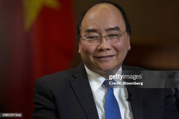 Nguyen Xuan Phuc, Vietnam's prime minister, speaks during a Bloomberg Television interview in Hanoi, Vietnam, on Thursday, Jan. 18, 2019. A red-hot...