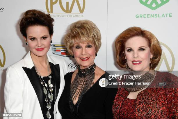 Jennifer Kramer, Karen Sharpe, and Kat Kramer attend the 30th annual Producers Guild Awards at The Beverly Hilton Hotel on January 19, 2019 in...