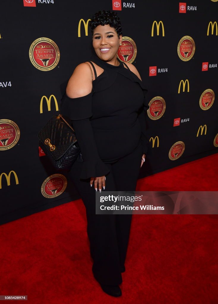 Ahkmbar Rapper Rapper Akbar V attends 019 Trumpet awards at Cobb Energy Performing ...