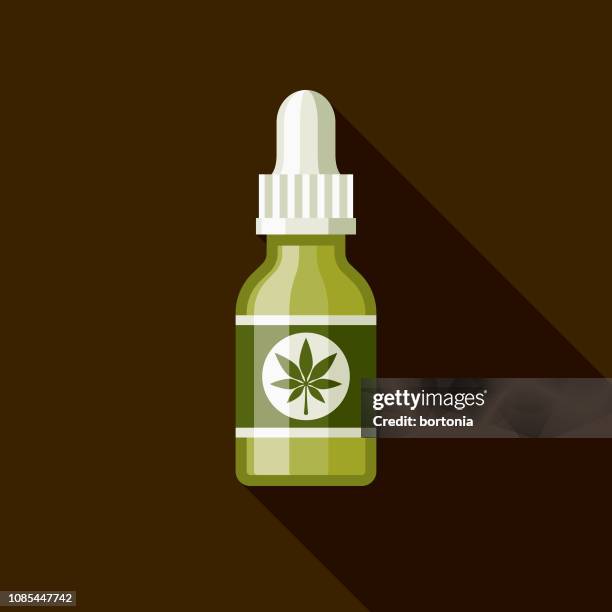 oil flat design marijuana icon - cannabis oil stock illustrations