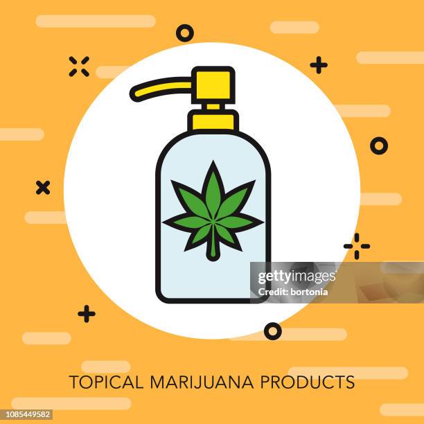 lotion thin line marijuana icon - empty soap bottle stock illustrations