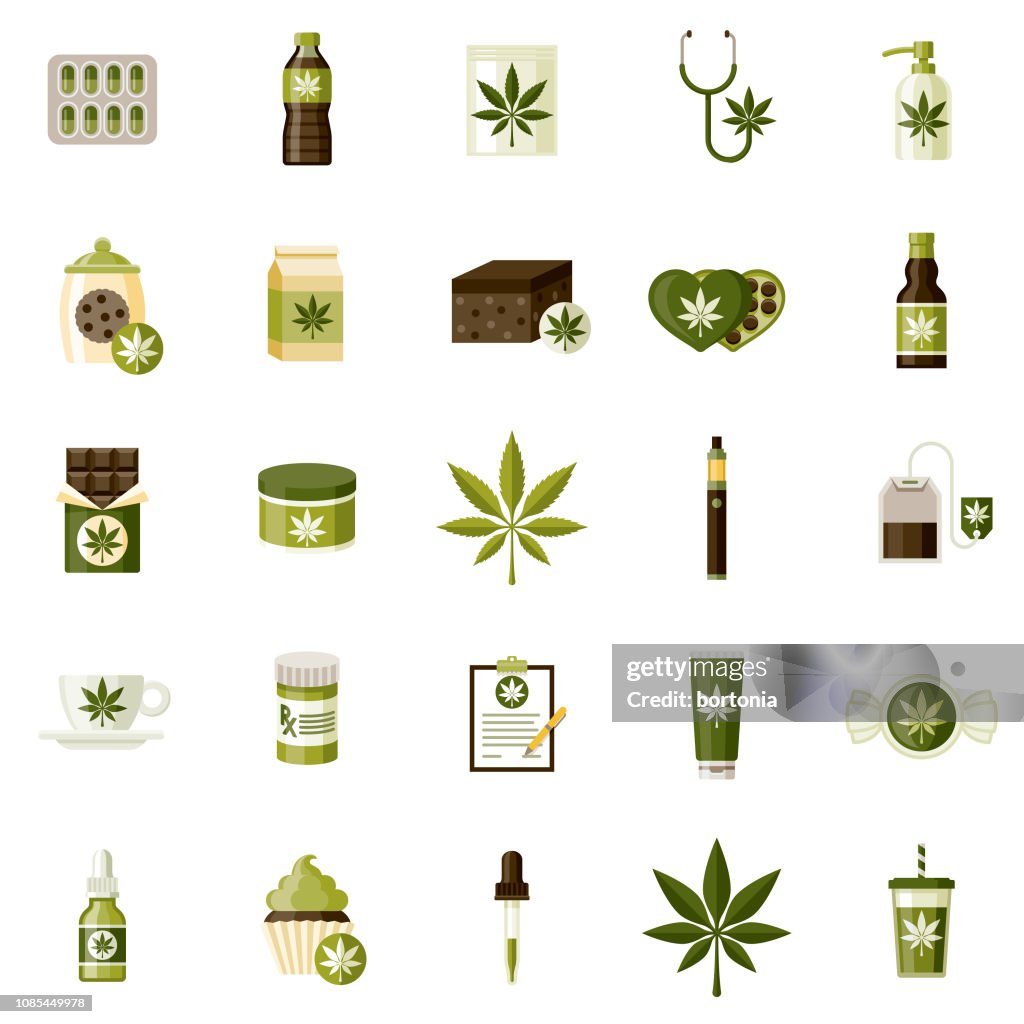Conjunto de iconos de marihuana