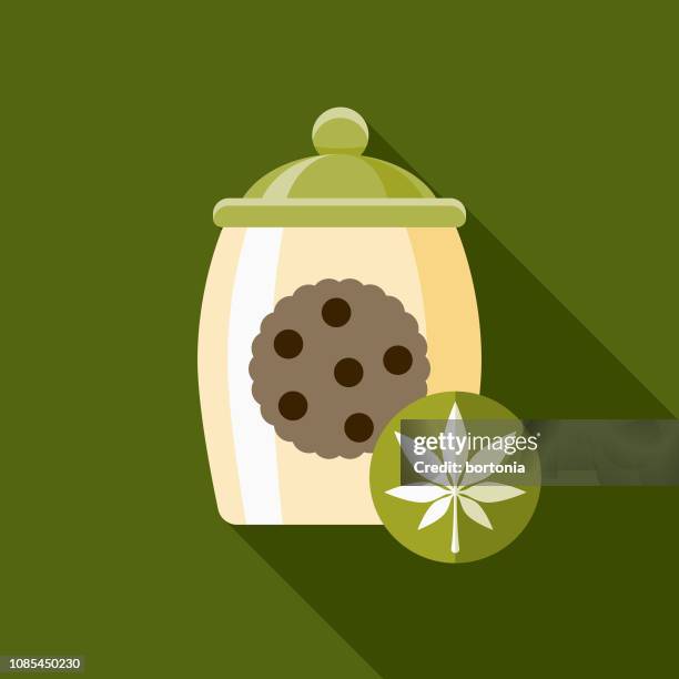 cookies flat design marijuana icon - empty cookie jar stock illustrations