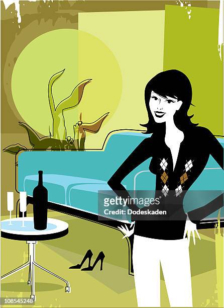 dating game - art deco woman stock illustrations