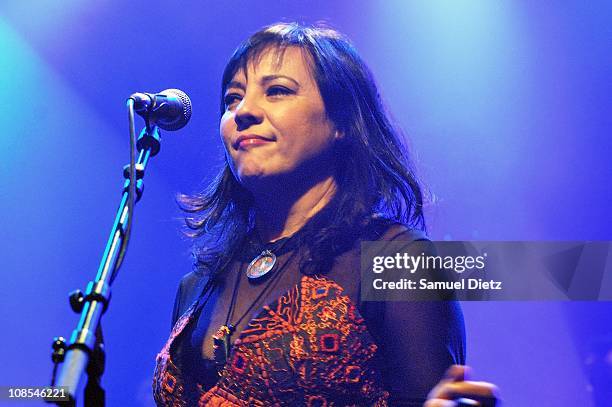 Anna LaCazio of Cock Robin performs live at Elysee Montmartre on January 29, 2011 in Paris, France.