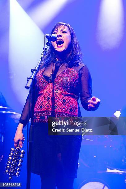 Anna LaCazio of Cock Robin performs live at Elysee Montmartre on January 29, 2011 in Paris, France.