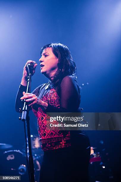 Anna LaCazio of Cock Robin performs live at Elysee Montmartre on January 29, 2011 in Paris, France.