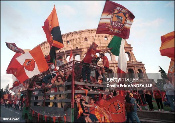 Thousands of A.S Roma fans invaded the city to show their delight after their team won its third Italian soccer league title in 18 years when they...