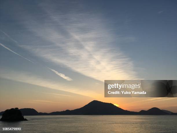 scenic sunset view of seto inland sea of japan - matsuyama ehime stock pictures, royalty-free photos & images