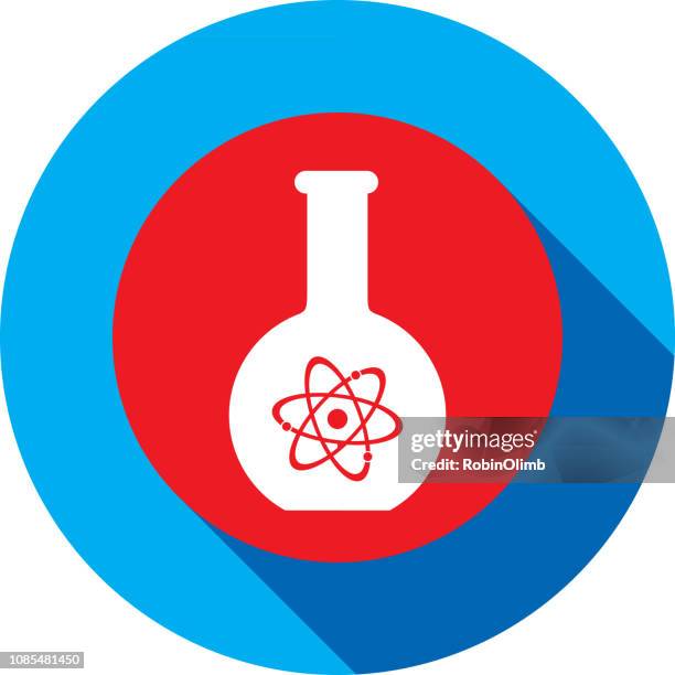 circle shadow atom beaker icon - beaker isolated stock illustrations