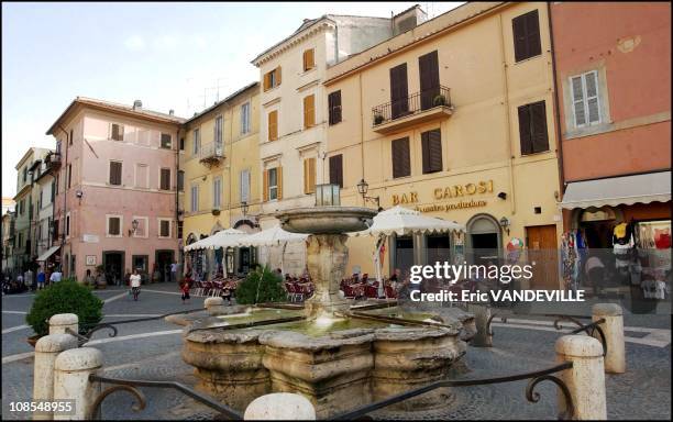 The fountain made by Bernini on the "Plaza della Liberta" in Castel Gandolfo, Italy in July, 2002.