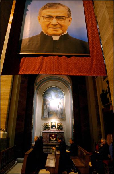 Hundreds of pilgrims from all the world went to pray in front of the remains of Opus Dei founder Jose Maria Escriva de Balaguer in Santo Eugenio's...