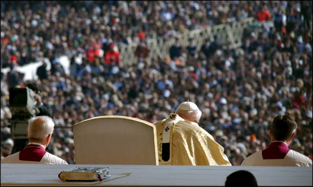 Pope John Paul II canonizes Opus Dei founder Jose Maria Escriva de Balaguer before one of the biggest crowds ever to flood the Vatican in Rome, Italy...
