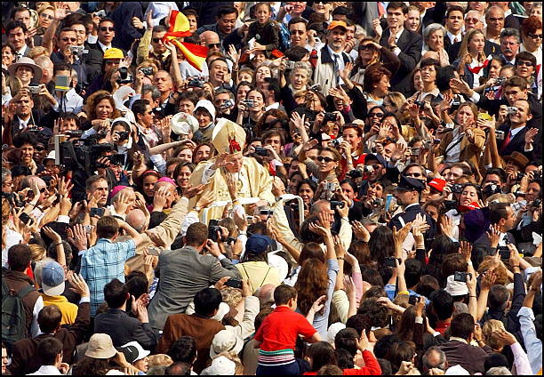 Pope John Paul II canonizes Opus Dei founder Jose Maria Escriva de Balaguer before one of the biggest crowds ever to flood the Vatican in Rome, Italy...