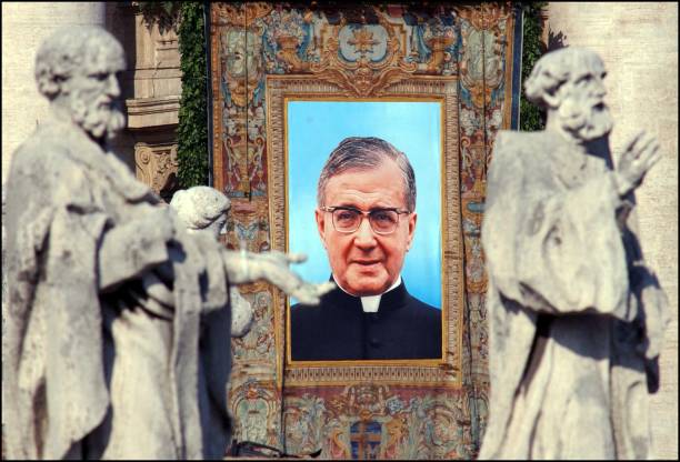 Pope John Paul II canonizes Opus Dei founder Jose Maria Escriva de Balaguer before one of the biggest crowds ever to flood the Vatican in Rome, Italy...