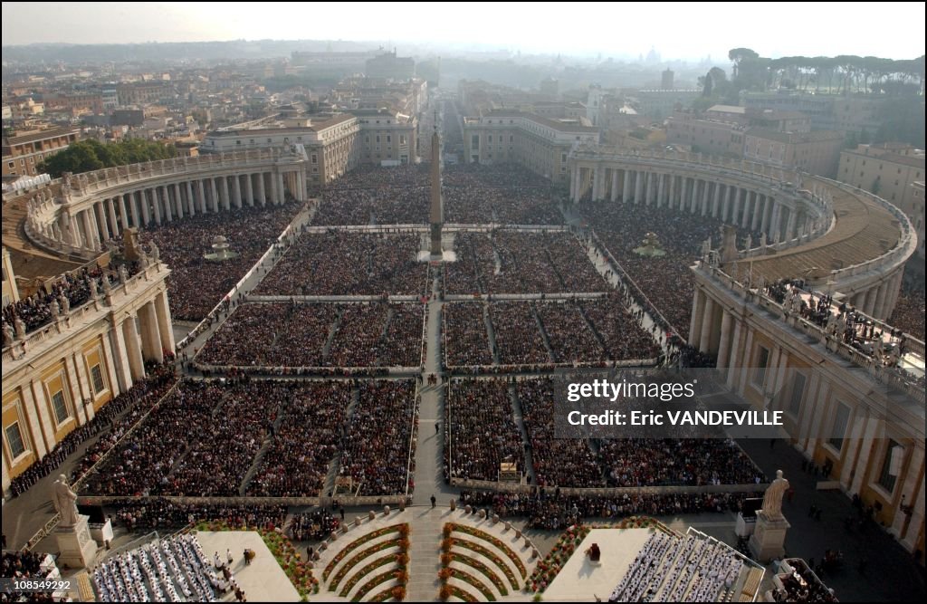 Pope John Paul II canonizes Opus Dei founder Jose Maria Escriva de Balaguer before one of the biggest crowds ever to flood the Vatican in Rome, Italy on October 6th, 2002.