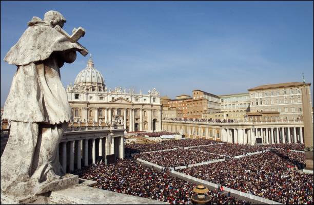 Pope John Paul II canonizes Opus Dei founder Jose Maria Escriva de Balaguer before one of the biggest crowds ever to flood the Vatican in Rome, Italy...