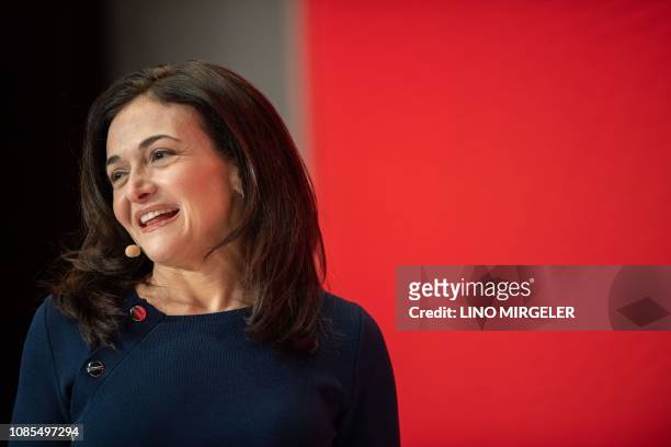 Sheryl Sandberg, chief operating officer of Facebook, speaks during the Digital-Life-Design confernce on January 20, 2019 in Munich, southern...